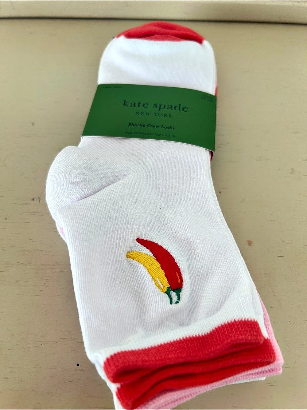 Kate Spade Shortie Crew Socks Plaid Crew Socks in White & Blue NWT